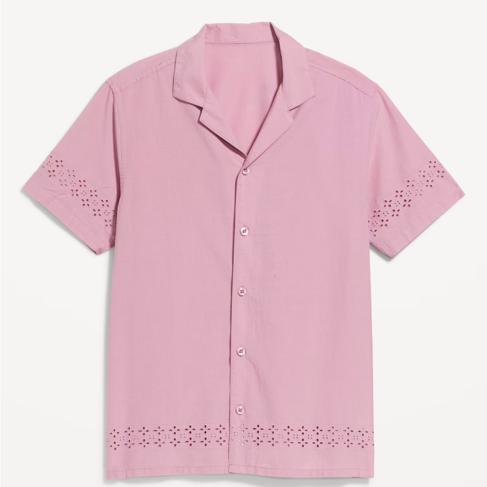 NWT Old Navy Short Sleeve Camp Eyelet Shirt